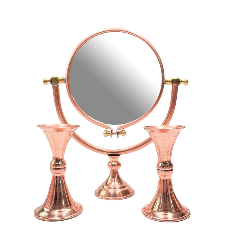 ست آینه و شمعدان مسی مدل گردان کد 542